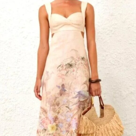 Zimmerman summer fashion linen floral pat-tern mid-length dress - Picture 12 of 12